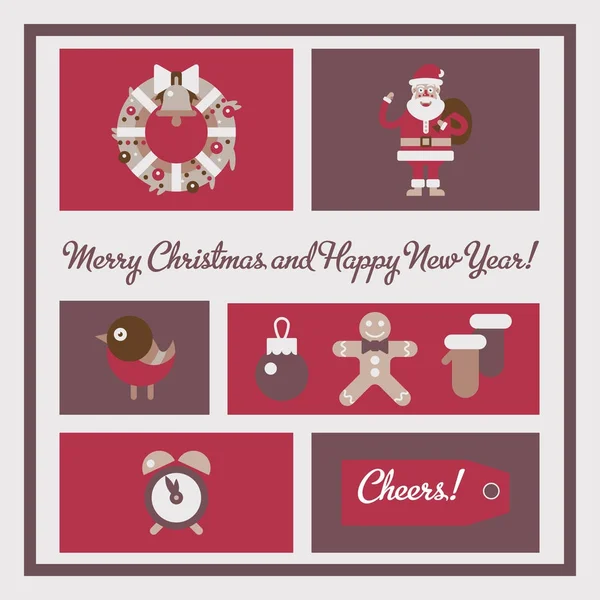 Merry christmas and happy new year cards — Stock Vector