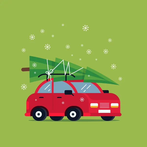 Χριστούγεννα-αυτοκίνητο-δέντρο αντίγραφο — Διανυσματικό Αρχείο
