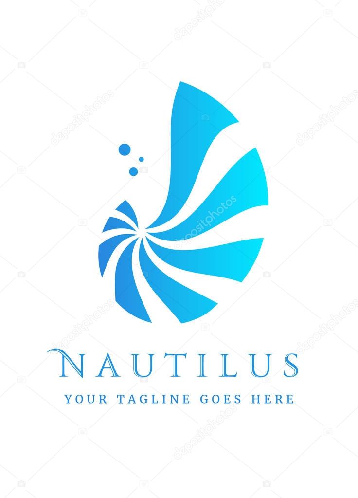 Vector illustration with seashell nautilus. Object for your logo / card / flyer.