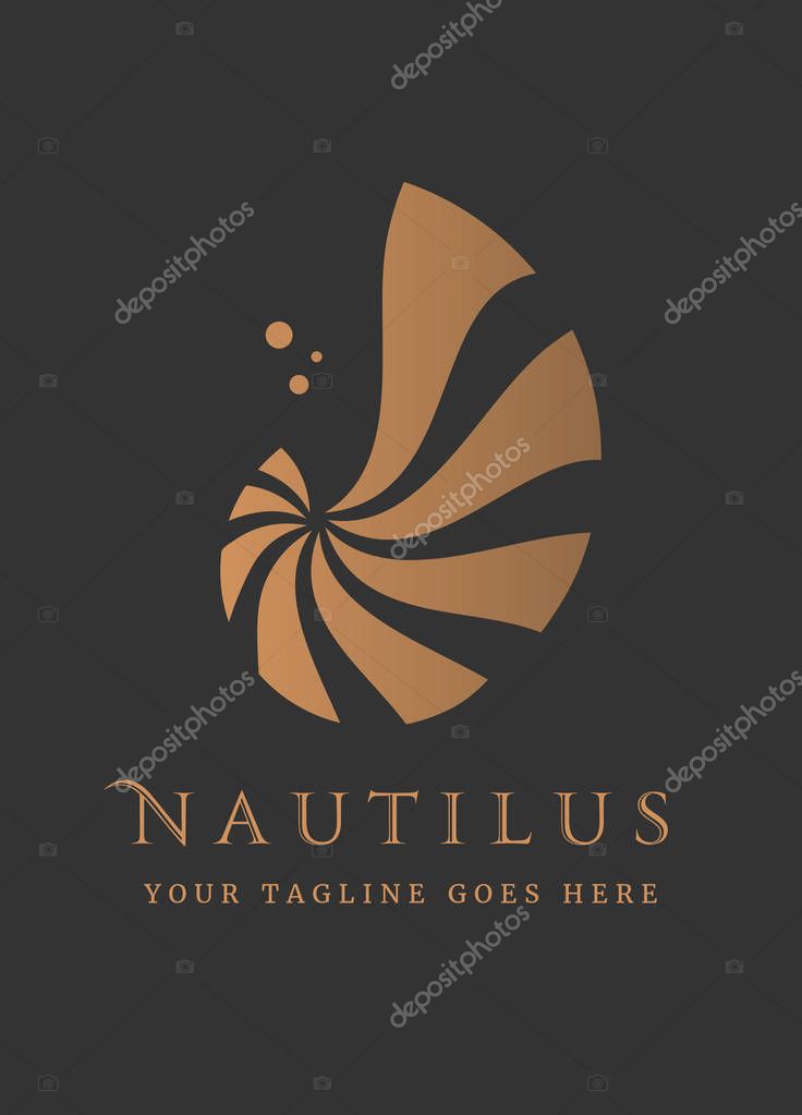 Vector illustration with seashell nautilus. Object for your logo / card / flyer.
