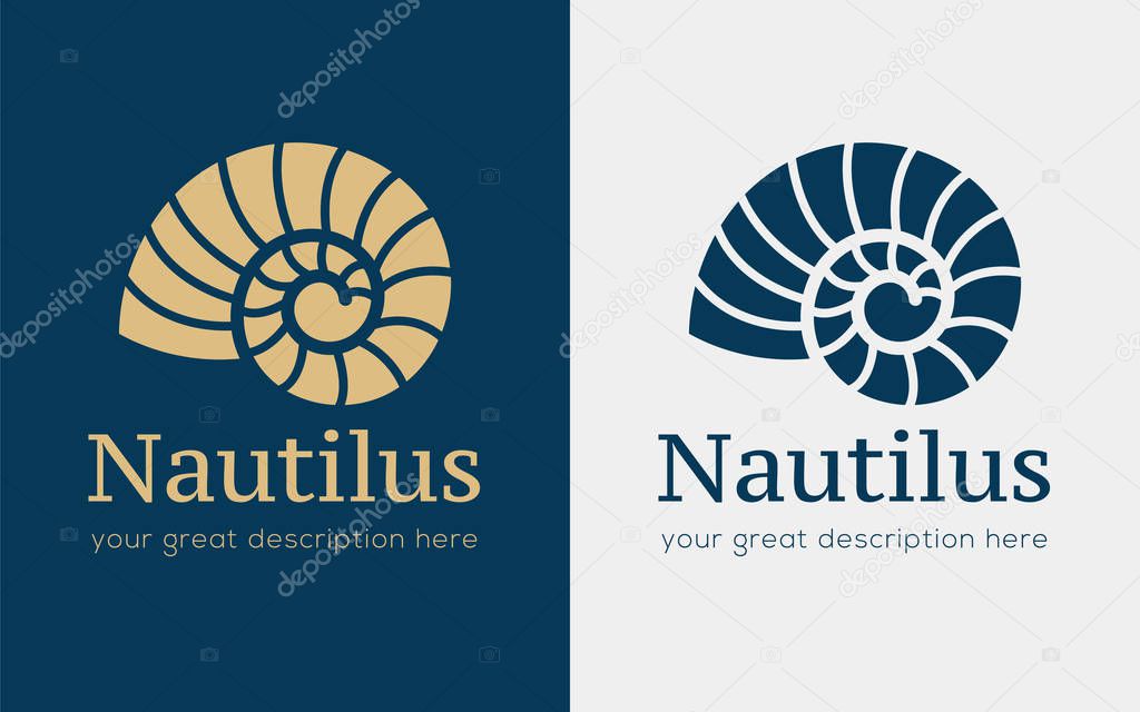 Vector illustration with seashell nautilus. Object for your logo / card / flyer.