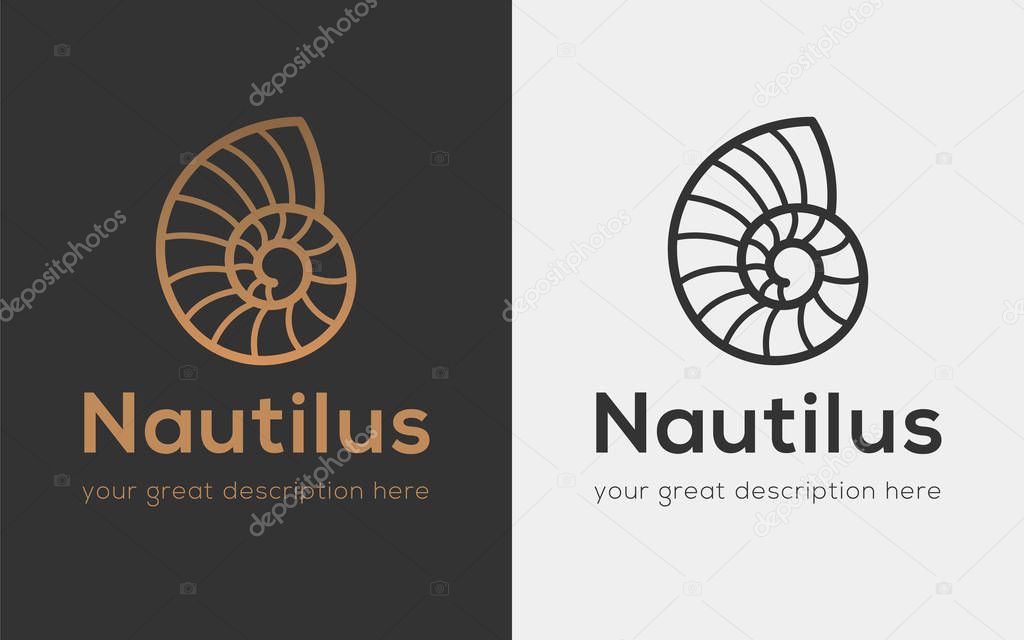 Vector illustration with seashell nautilus. Object for your logo / card / flyer.