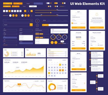 Big, huge, enhanced ui kit for web design clipart
