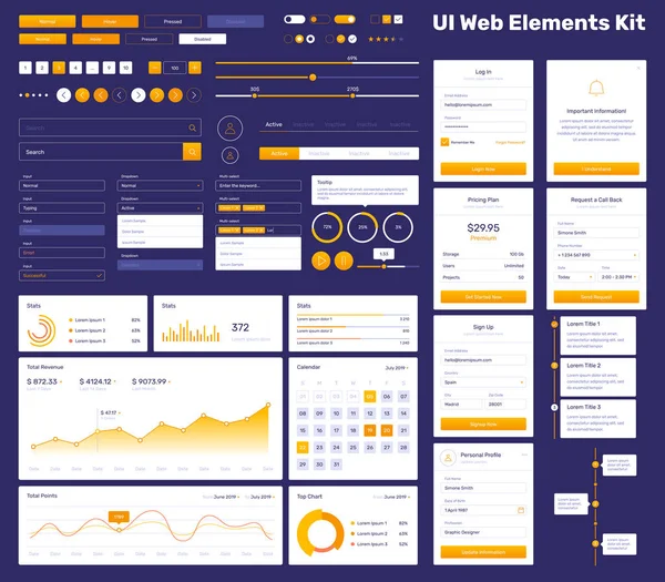 Stor, enorm, förbättrad ui kit för webbdesign — Stock vektor