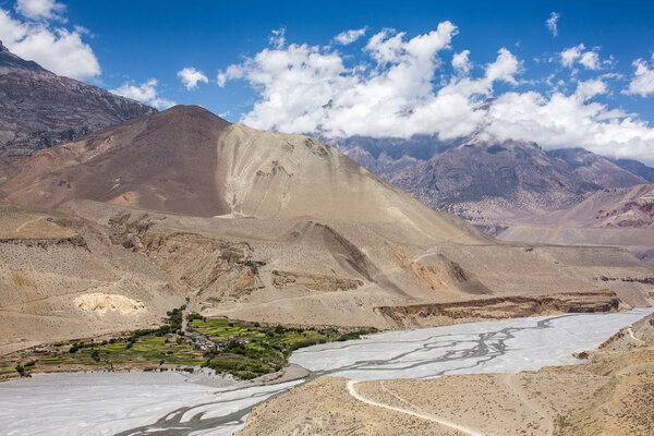 View on small Tiri village in Upper Mustang