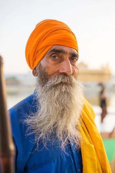 Sikh hombre en turbante con barba espesa — Foto de Stock