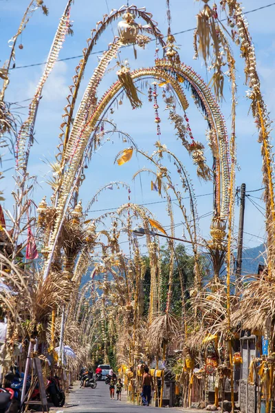 Decorated bamboo poles — Stock Photo, Image