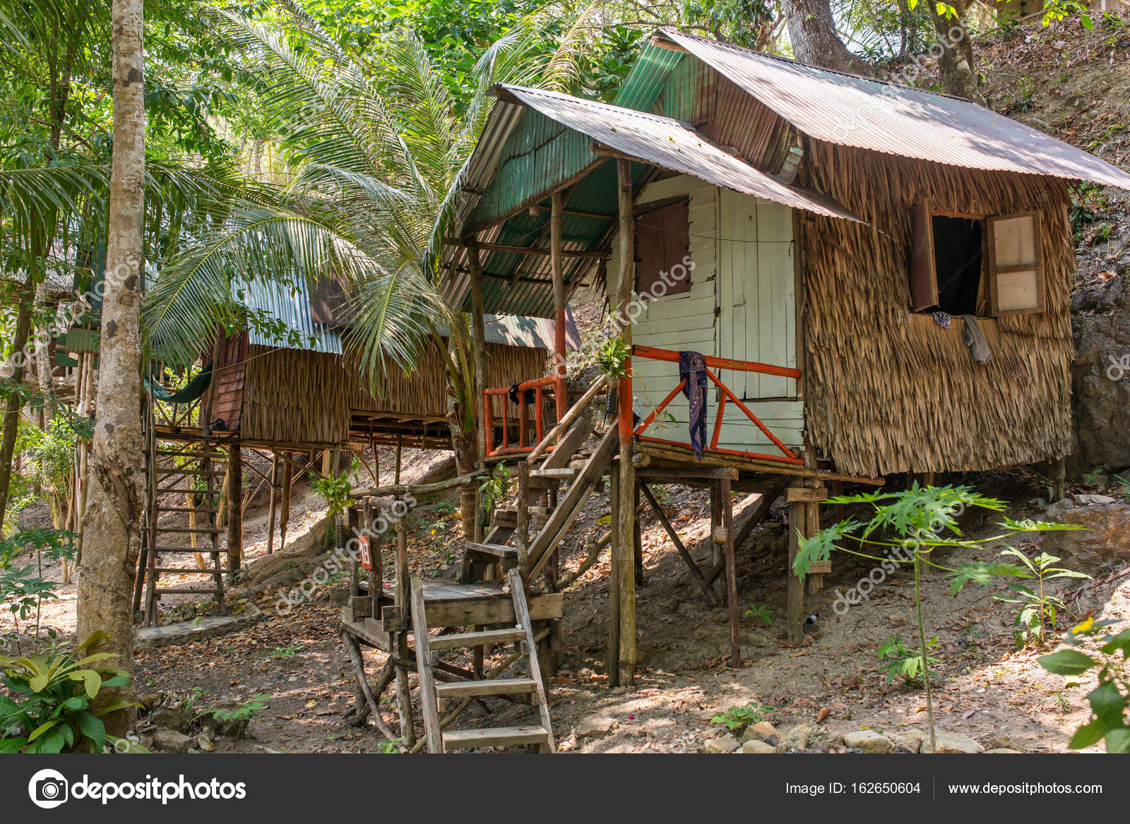  Bamboo  hut  on Koh Chang island in Thailand  Stock Photo 