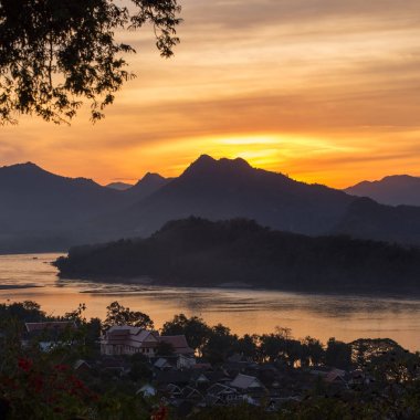 Mekong Nehri güzel gün batımı 
