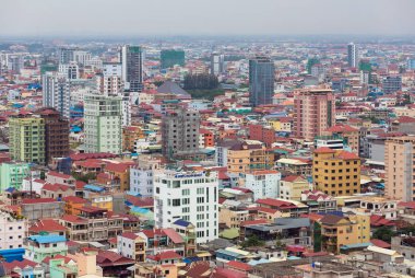 Phnom Penh, Kamboçya - 20 Mart 2017: Phnom Penh, Kamboçya Hava görünümünü. Gündüz
