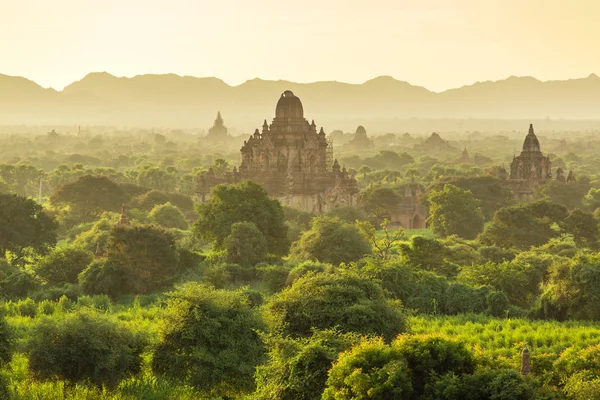 Piękny Wschód Słońca Nad Starożytnym Pagody Bagan Birma — Zdjęcie stockowe