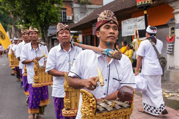 Bali Endonezya Eylül 2016 Tanımlanamayan Balili Erkekler Geleneksel Balinese Müzik — Stok fotoğraf