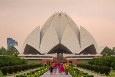 The Lotus Temple or Bahai House of Worship  during sunset in New Delhi, India. clipart