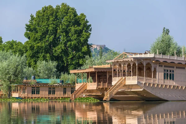 Casas Flotantes Tradicionales Lago Dal Srinagar Cachemira India — Foto de Stock