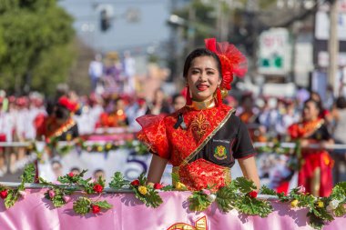 Chiang Mai, Tayland - 4 Şubat 2017: Yıldönümü Chiang Mai çiçek Festivali açılış töreni 2017.