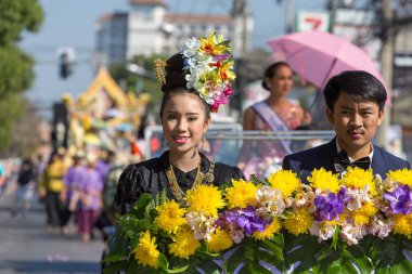 Chiang Mai, Tayland - 4 Şubat 2017: Yıldönümü Chiang Mai çiçek Festivali açılış töreni 2017.