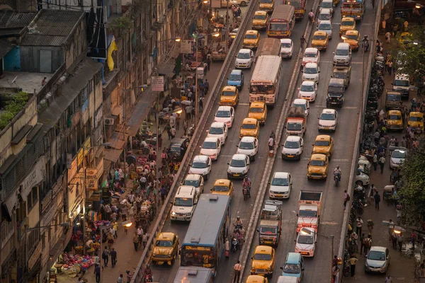 Калькутта Индия Апреля 2017 Года Калькуттская Городская Пробка Переполненной Улице — стоковое фото