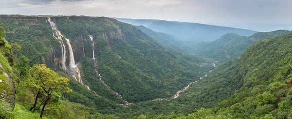 Cherrapunjee Meghalaya Inde Magnifique Panorama Sur Les Cascades Des Sept — Photo