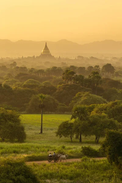 Napkelte Felett Ősi Pagodák Bagan Mianmar — Stock Fotó