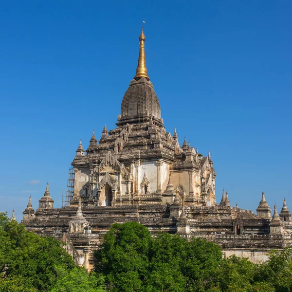 Hermosa Pagoda Antigua Con Cielo Azul Fondo Bagan Myanmar — Foto de Stock