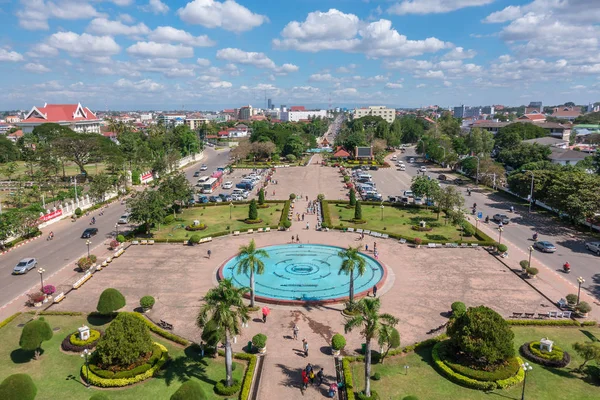 Parque Patuxay Vientiane Vista Desde Parte Superior Puerta Patuxai Laos —  Fotos de Stock