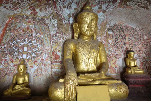 Statues Bouddha Dans Les Grottes Pho Win Taung Monywa Mandalay — Photo