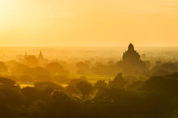 Napkelte Felett Ősi Pagodák Bagan Mianmar — Stock Fotó