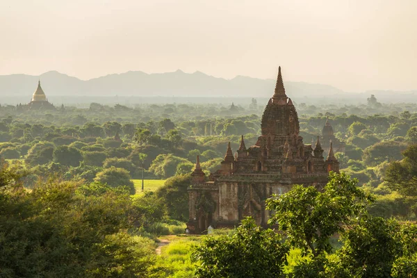 Mooie Zonsopgang Boven Oude Pagodes Bagan Myanmar — Stockfoto