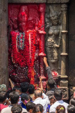 Guwahati, India - May 7, 2017: Hindu pilgrims in Kamakhya Mandir temple in Guwahati, Assam state, North East India clipart
