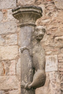 The Lioness Bottom Statue, symbol of the Girona city, Catalonia, Spain clipart