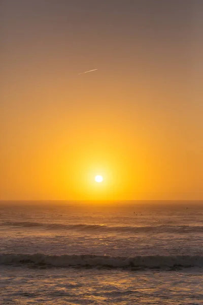 Belo Pôr Sol Sobre Oceano Atlântico Portugal — Fotografia de Stock
