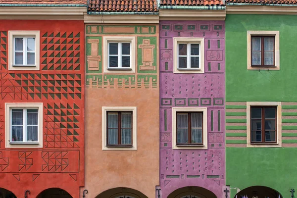 Colorful Houses Poznan Old Market Square Poland Closeup View — Stock Photo, Image