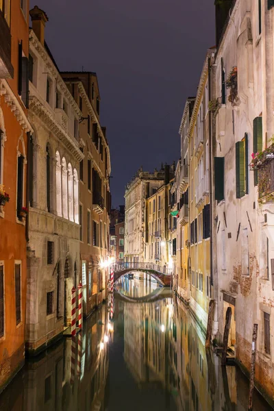 Vue Panoramique Canal Nuit Venise Italie — Photo