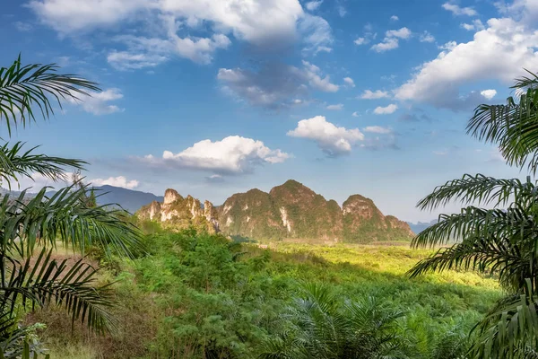 Όμορφο τροπικό τοπίο στο εθνικό πάρκο Khao Sok, Ταϊλάνδη — Φωτογραφία Αρχείου