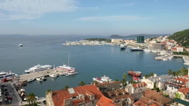 Bella vista dall'alto della storica città di Spalato, Croazia — Video Stock