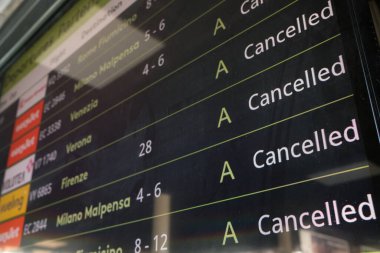 Catania Havaalanı 'ndaki Coronavirus Covid-19 nedeniyle uçuş iptal edildi.. 