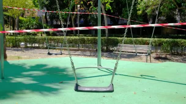 Closed empty playground due to quarantine COVID-19 Coronavirus in Italy — Stock Video