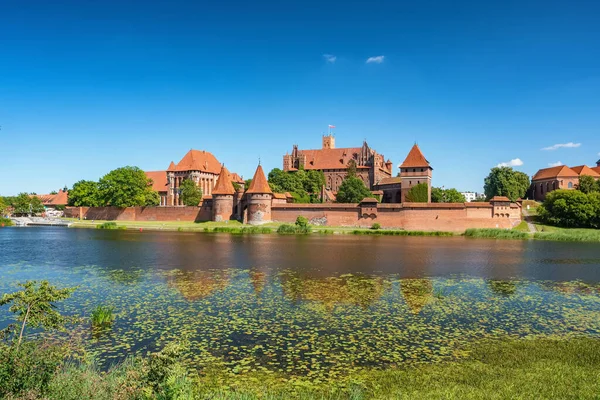 Castillo teutónico en Malbork o Marienburg en verano en Polonia — Foto de Stock