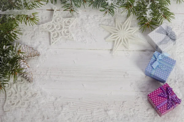 Wenskaart voor Kerstmis houten bovenop — Stockfoto