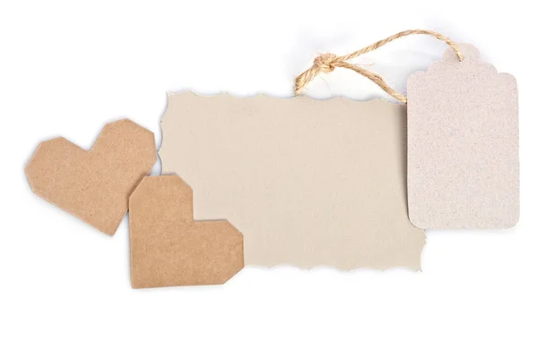 Beyaz arka plan üzerinde metin için boş hediye kartı ile iki Sevgililer — Stok fotoğraf