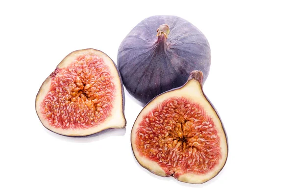 Fruits of Fig tree ( whole and part)  isolated on white — Stock Photo, Image