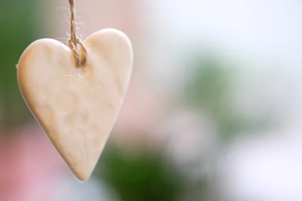 Christmas Decor Ceramic Heart Ornament Hanging Sacking Threads — 스톡 사진