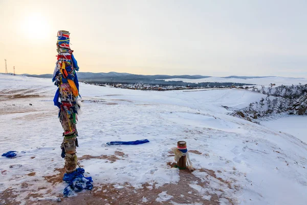 Schamanska Pelare Olkhon Sjön Baikal Ryssland — Stockfoto