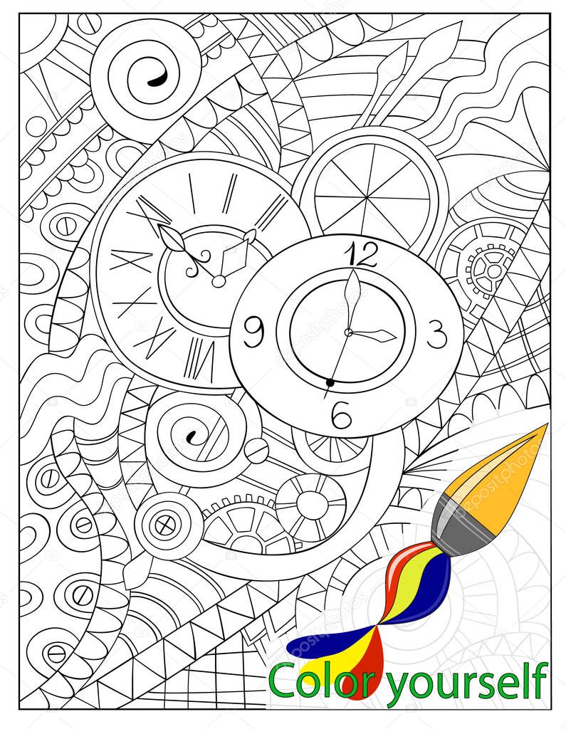 Stained-glass window The Clock to color yourself