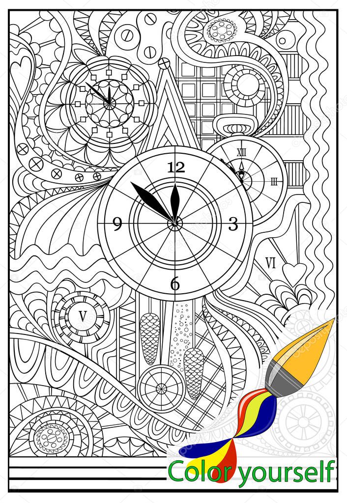 Stained-glass window The Clock to color yourself