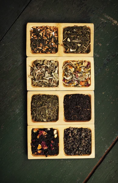 Tea összetétele a rusztikus háttér — Stock Fotó