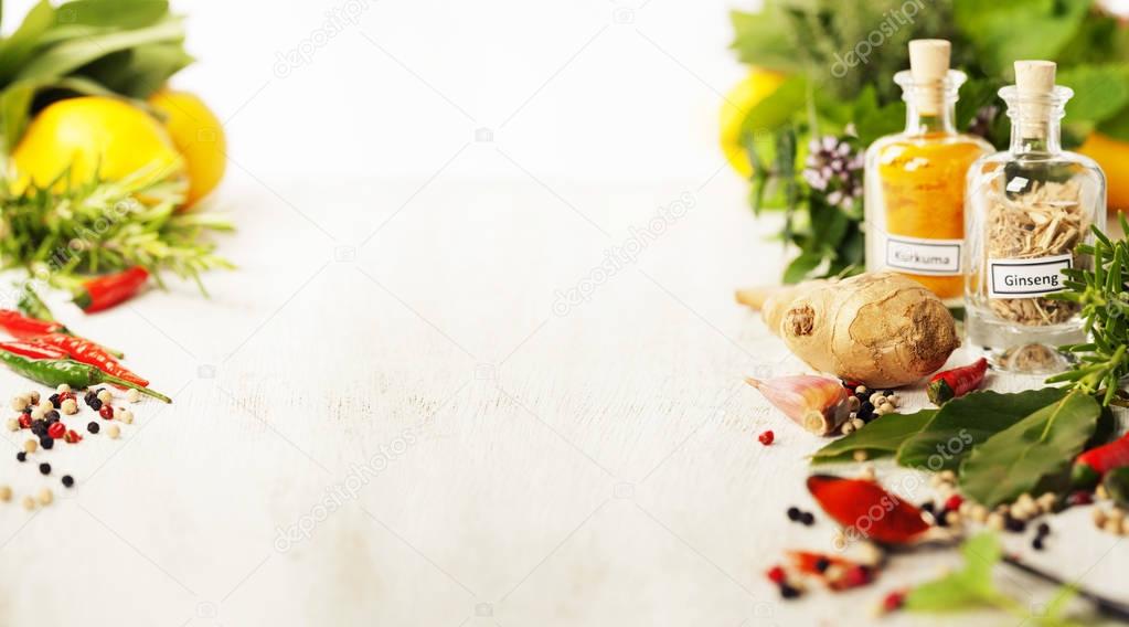 Herbs and spices selection, close up