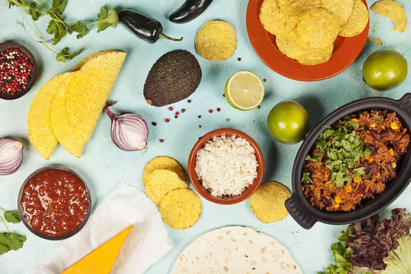 Mexican food. Top vieuw — Stock Photo, Image