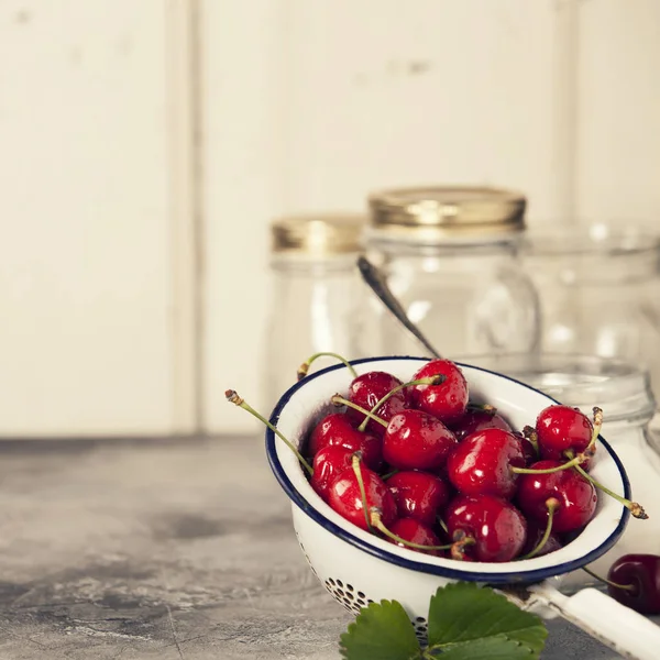 Zutaten für Süßkirschmarmelade — Stockfoto