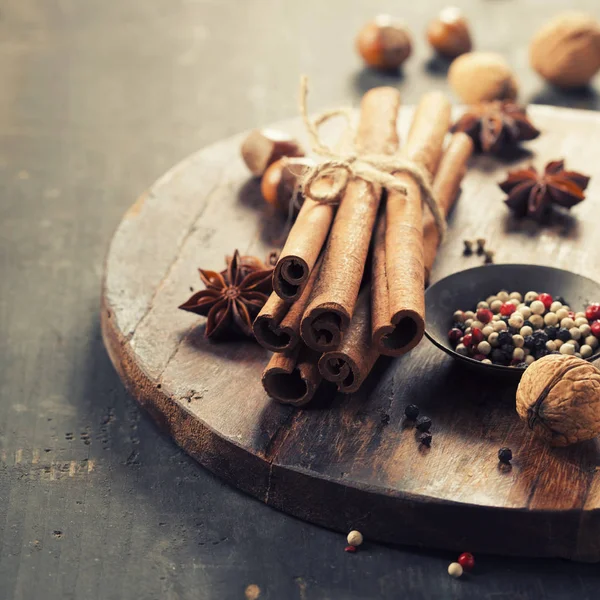 Spices on vintage background — Stock Photo, Image